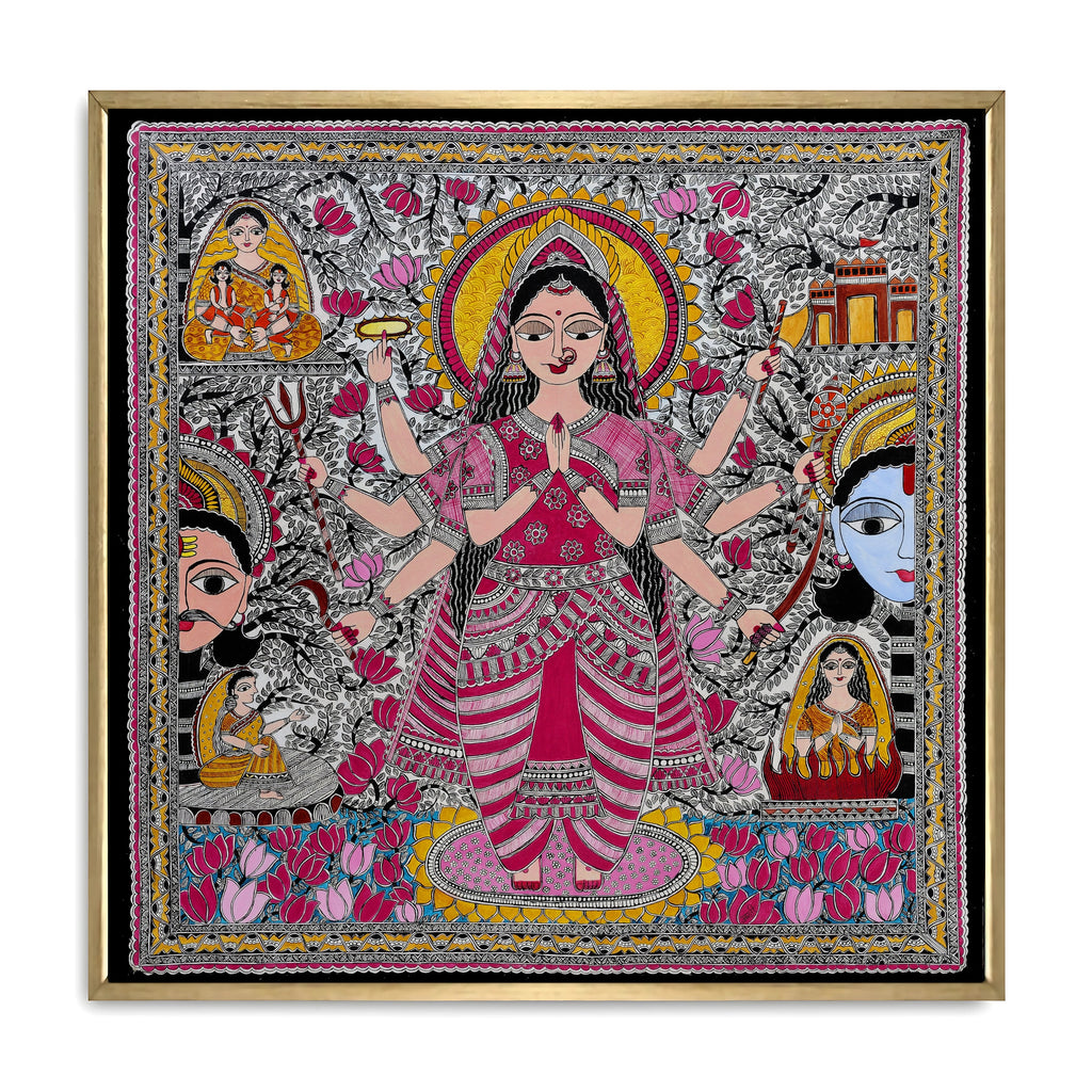 GODDESS VAIDEHI Painting | Madhubani Art Canvas and Frame for Home & Office Décor | Indian Folk Art | Madhubani Painting