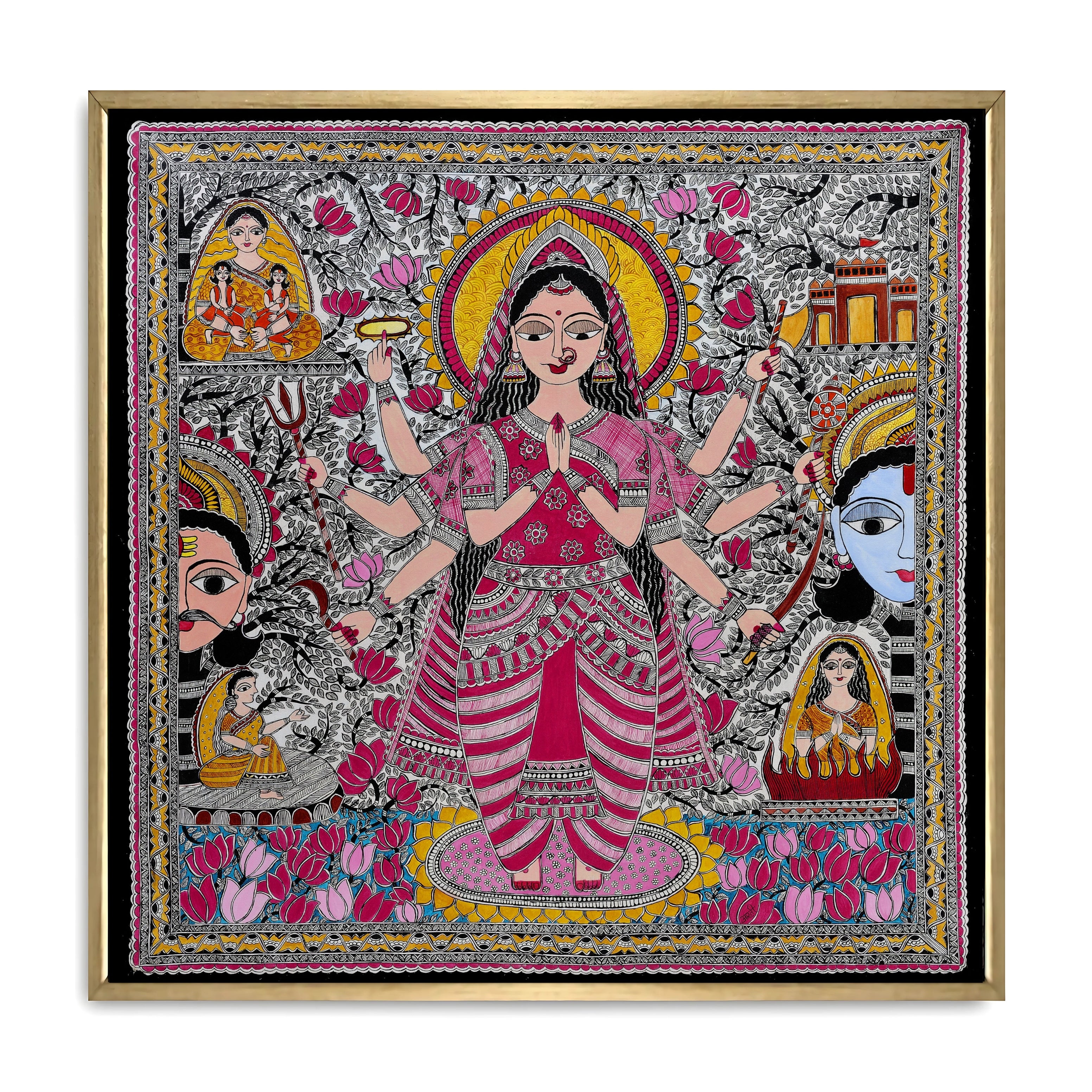 GODDESS VAIDEHI Painting | Madhubani Art Canvas and Frame for Home & Office Décor | Indian Folk Art | Madhubani Painting