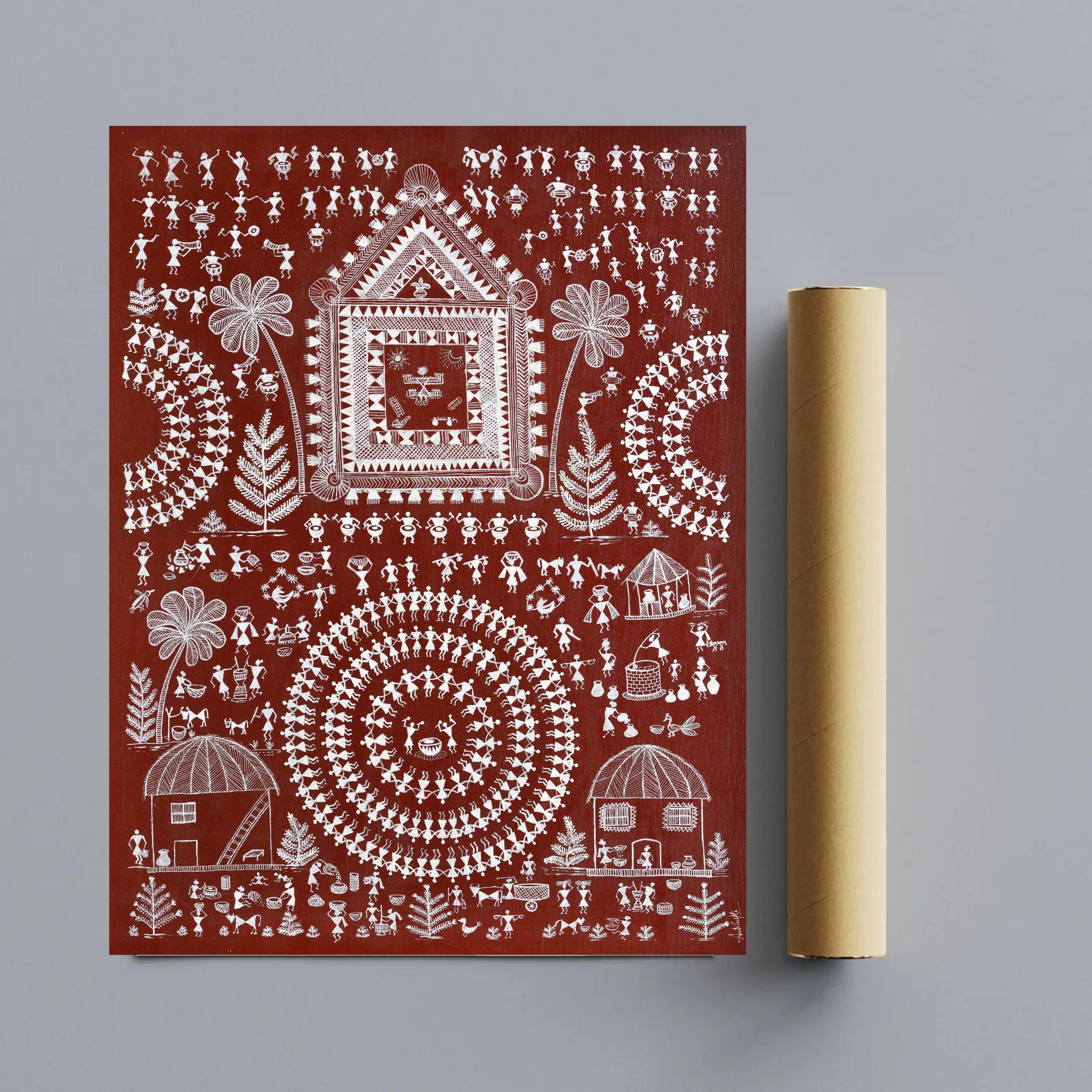 Warli Painting | Art Canvas and Frame Style for Home & Office Décor | Indian Folk Art |