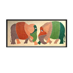 Harmony Elephant Painting | Gond Art Canvas and Frame for Home & Office Décor | Indian Folk Art |