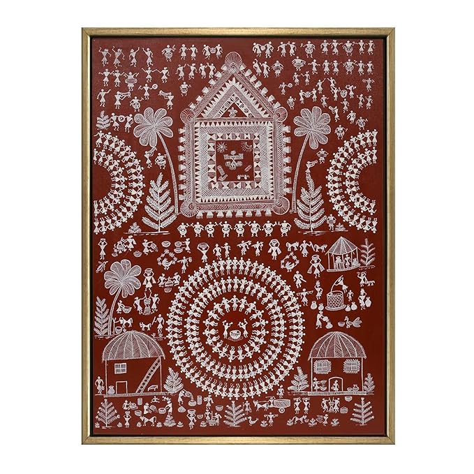Warli Painting | Art Canvas and Frame Style for Home & Office Décor | Indian Folk Art |