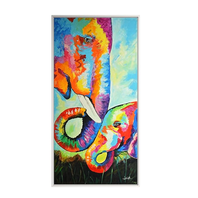 Colorful Elephant Art | Nature Art Canvas and Frame for Home & Office Décor