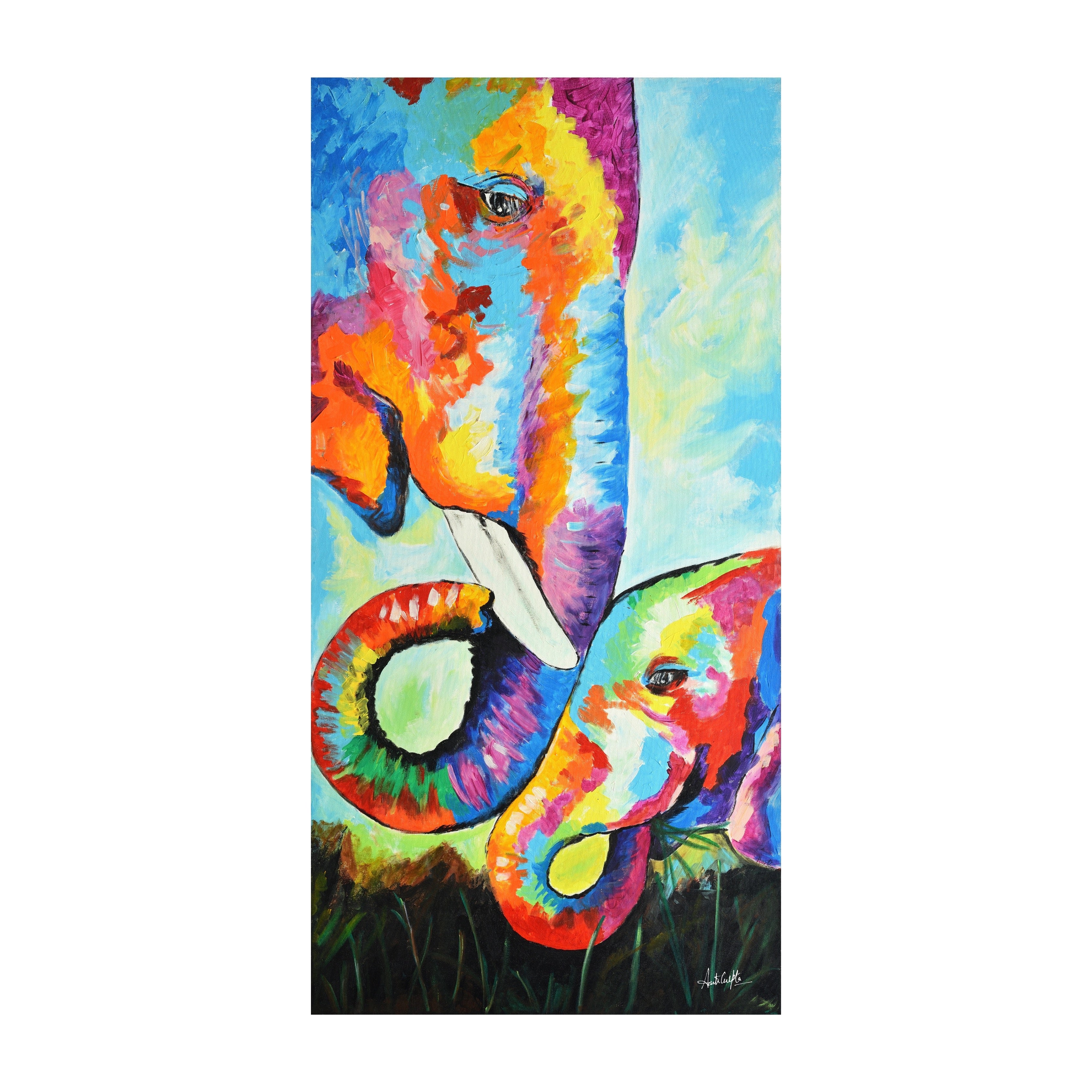 Colorful Elephant Art | Nature Art Canvas and Frame for Home & Office Décor