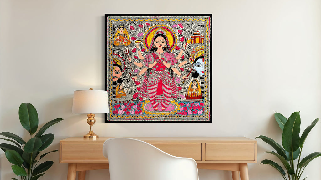 GODDESS VAIDEHI Painting | Madhubani Art Canvas and Frame for Home & Office Décor | Indian Folk Art | Madhubani Painting