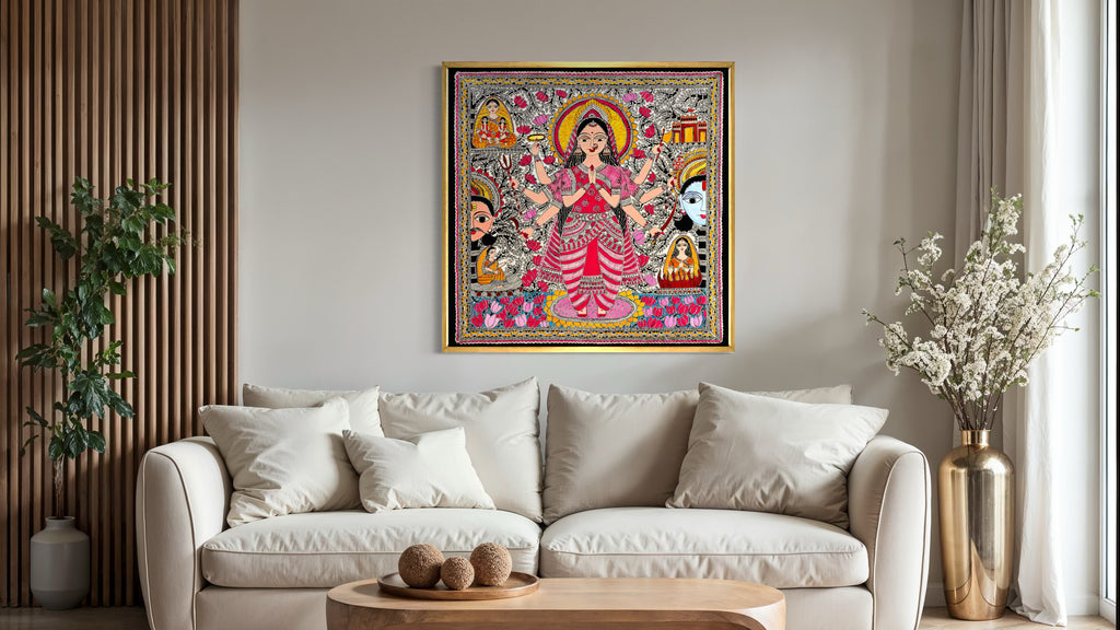 GODDESS VAIDEHI Painting | Madhubani Art Canvas and Frame for Home & Office Décor | Indian Folk Art | Madhubani Painting