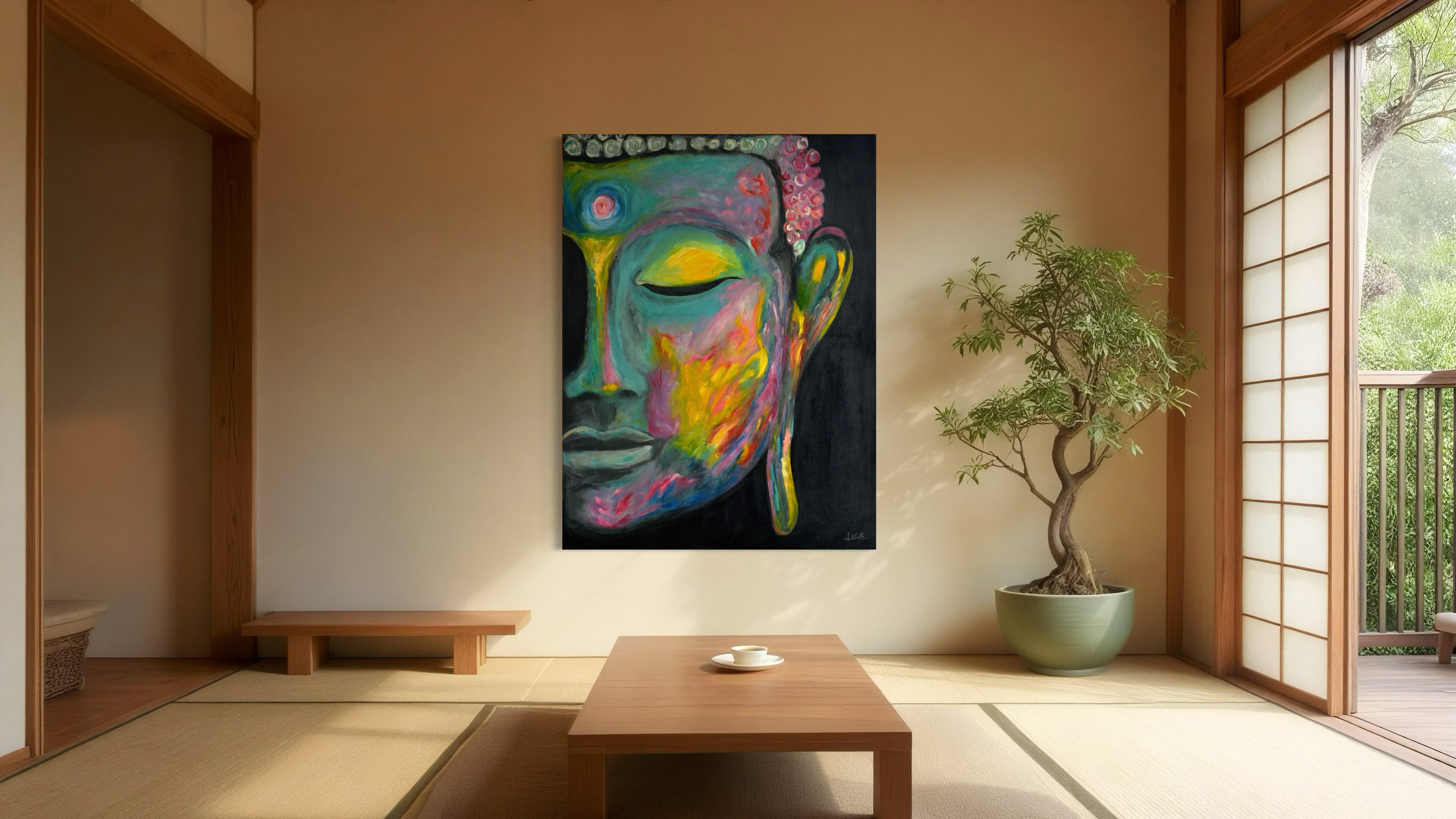 Buddha Painting | Spiritual Art Canvas and Frame for Home & Office Décor