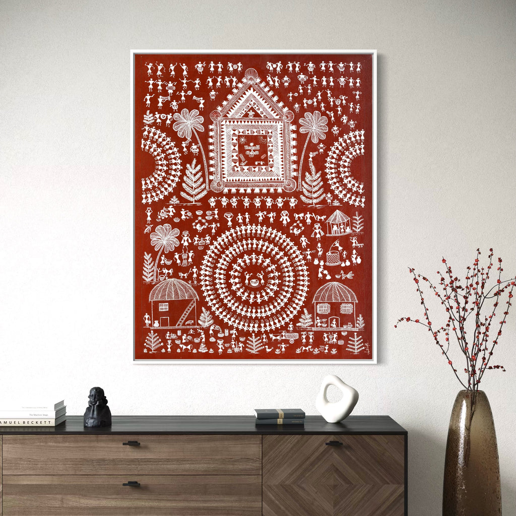 Warli Painting | Art Canvas and Frame Style for Home & Office Décor | Indian Folk Art |