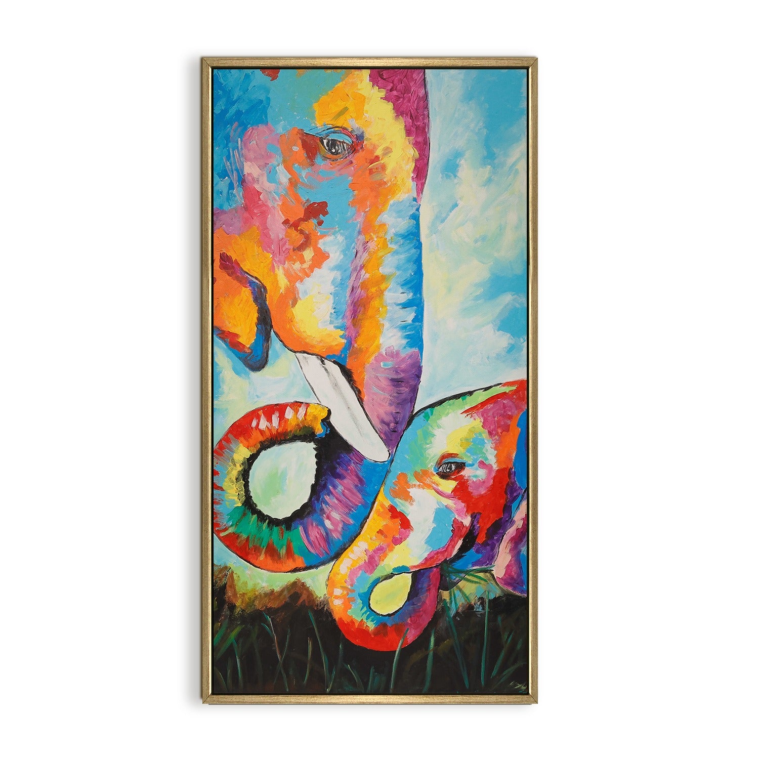 Colorful Elephant Art | Nature Art Canvas and Frame for Home & Office Décor