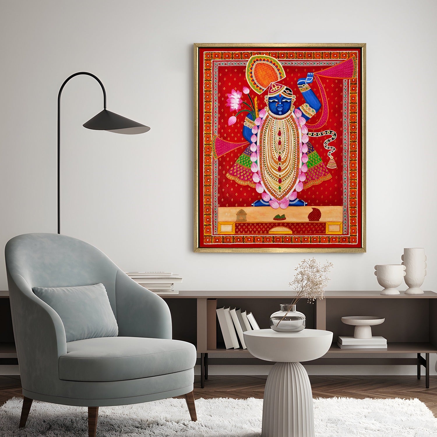 Shrinathji | Pichwai Art | Traditional Indian Folk Art | Canvas and Frame Style